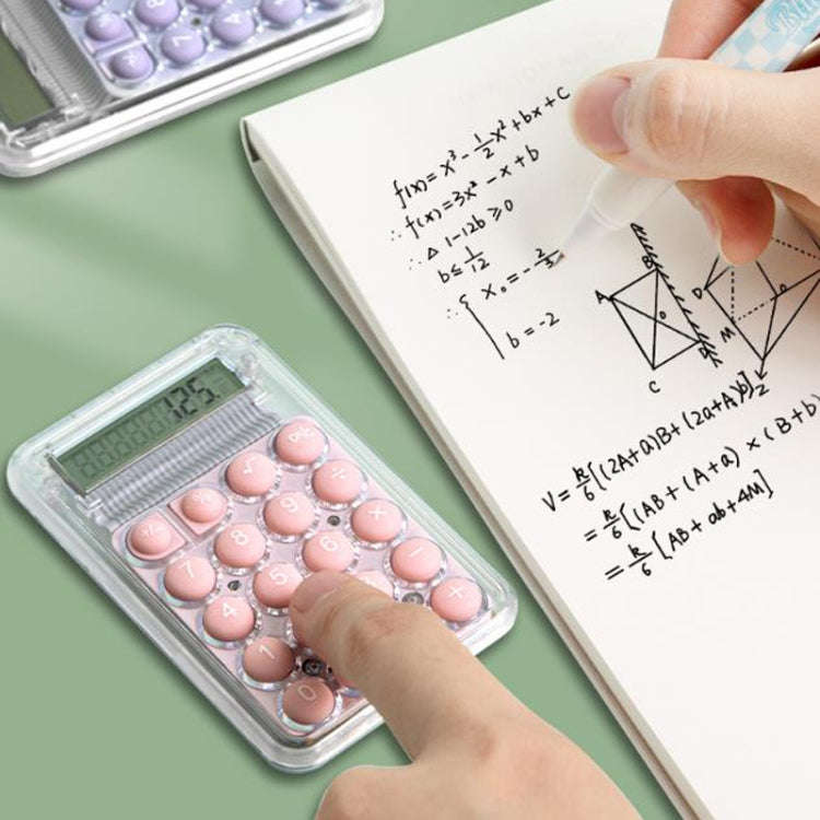 Small Silent Simple Calculator Mini Candy Dormitory Student Office Exam Tool(Pink)