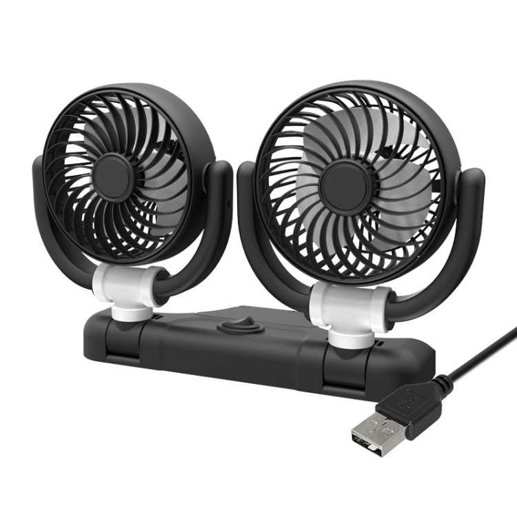 SUITU Car Foldable Cooling Fan Automobile Summer Temperature Reduction Fan, Model: Dual 5V USB En...