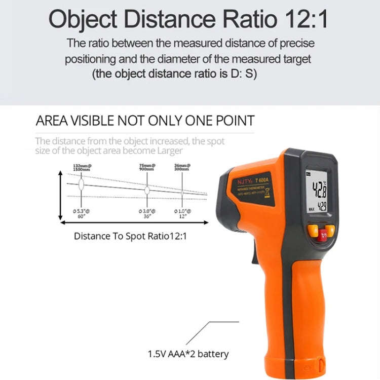 NJTY Digital Display High-Precision Infrared Thermometer For Bakery Kitchen Industry, Spec: T600