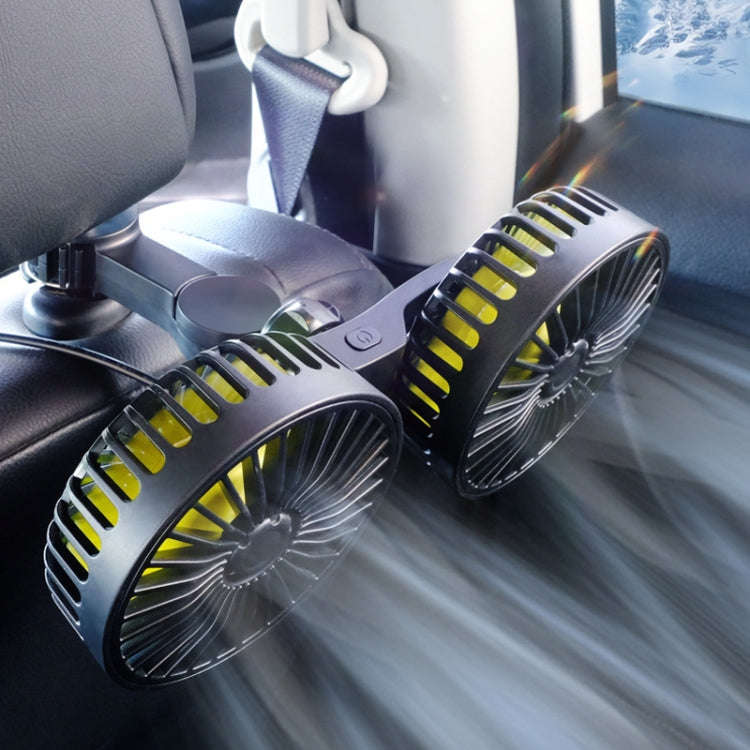 SUITU F4208 Car Cooling Fan Vehicle Rear Seatback USB Dual-Head Electrical Fan(Yellow And Black)