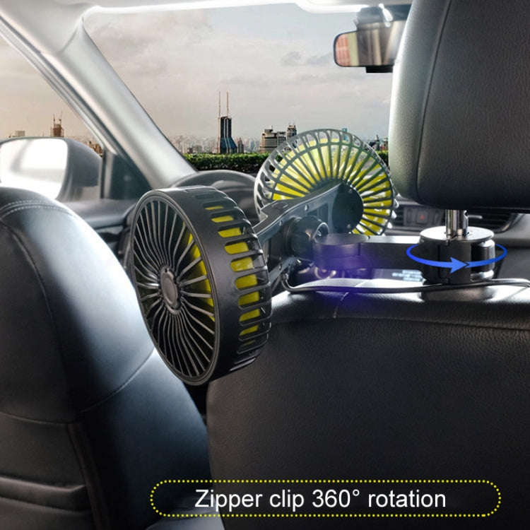 SUITU F4208 Car Cooling Fan Vehicle Rear Seatback USB Dual-Head Electrical Fan(Yellow And Black)