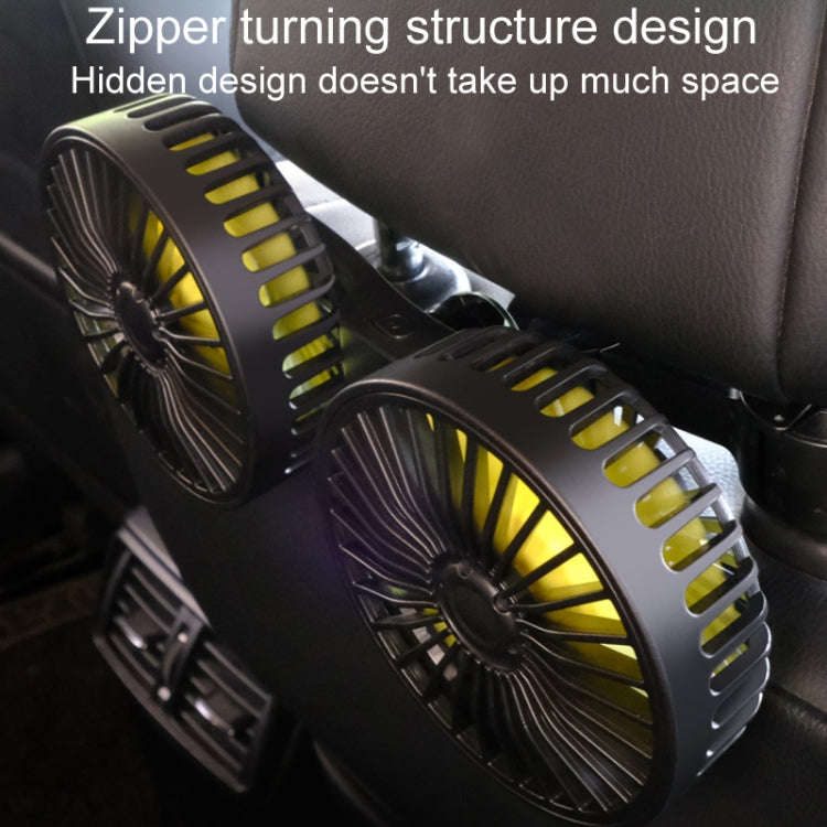 SUITU F4208 Car Cooling Fan Vehicle Rear Seatback USB Dual-Head Electrical Fan(Yellow And Black)