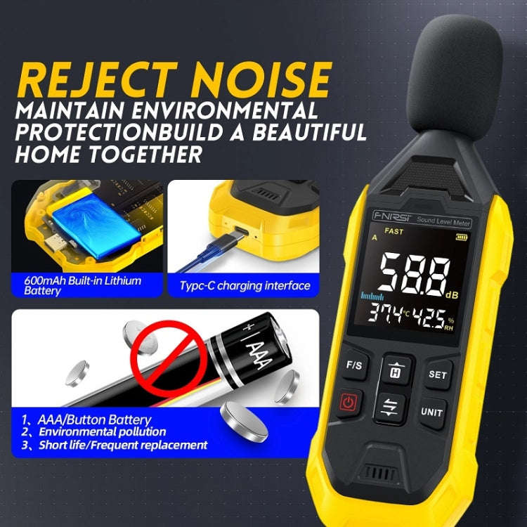 FNIRSI Noise Decibel Meter Home Volume Detector(Yellow)