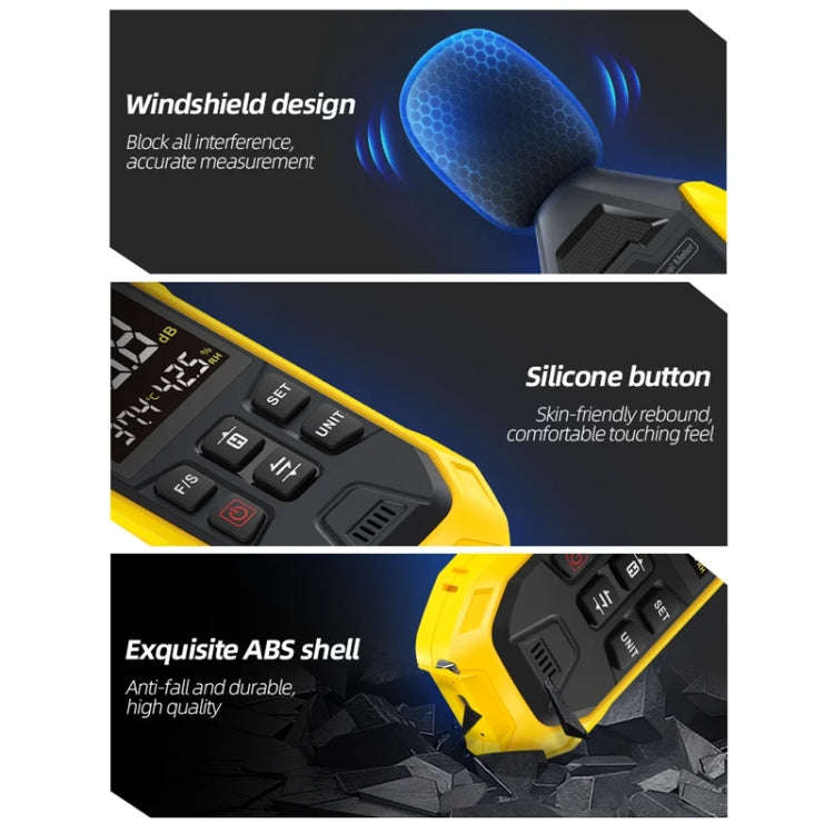 FNIRSI Noise Decibel Meter Home Volume Detector(Yellow)