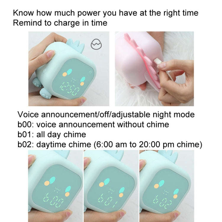 Dinosaur Kids Alarm Clock Electronic Clock Multifunctional Chime Small Alarm Clock(Green)