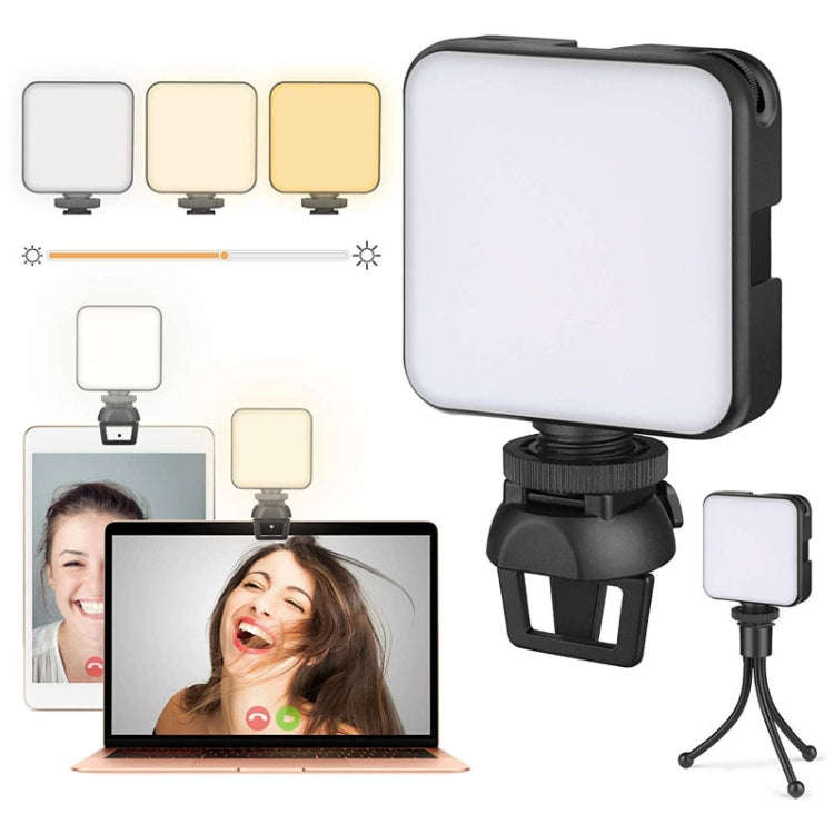 W64 64LEDs Video Conferencing Mobile Laptop Live Fill Light Photography Pocket Lamp, Spec: Clip+T...