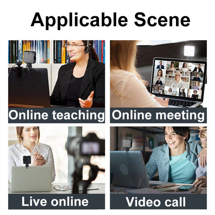 W64 64LEDs Video Conferencing Mobile Laptop Live Fill Light Photography Pocket Lamp, Spec: Clip+T...