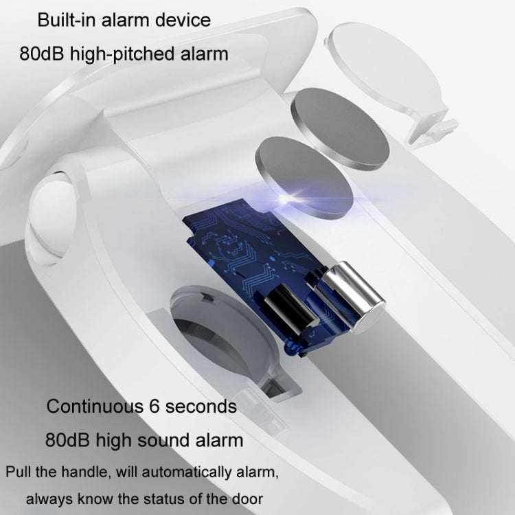 Living Alone Anti Burglary Door Stopper No Hole Child Safety Lock With Alarm(White)