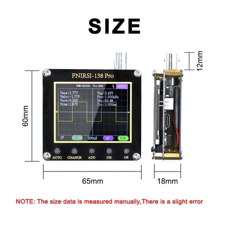 FNIRSI Handheld Small Teaching Maintenance Digital Oscilloscope, Specification: Standard Without ...