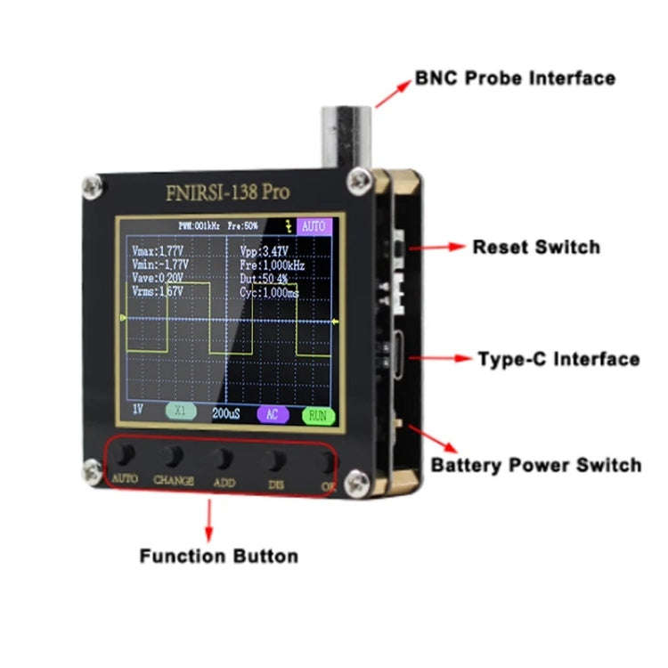 FNIRSI Handheld Small Teaching Maintenance Digital Oscilloscope, Specification: Standard Without ...