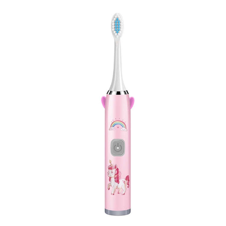 USB Charging Fully Automatic Ultrasonic Cartoon Children Electric Toothbrush, Color: Pink with 1 ...