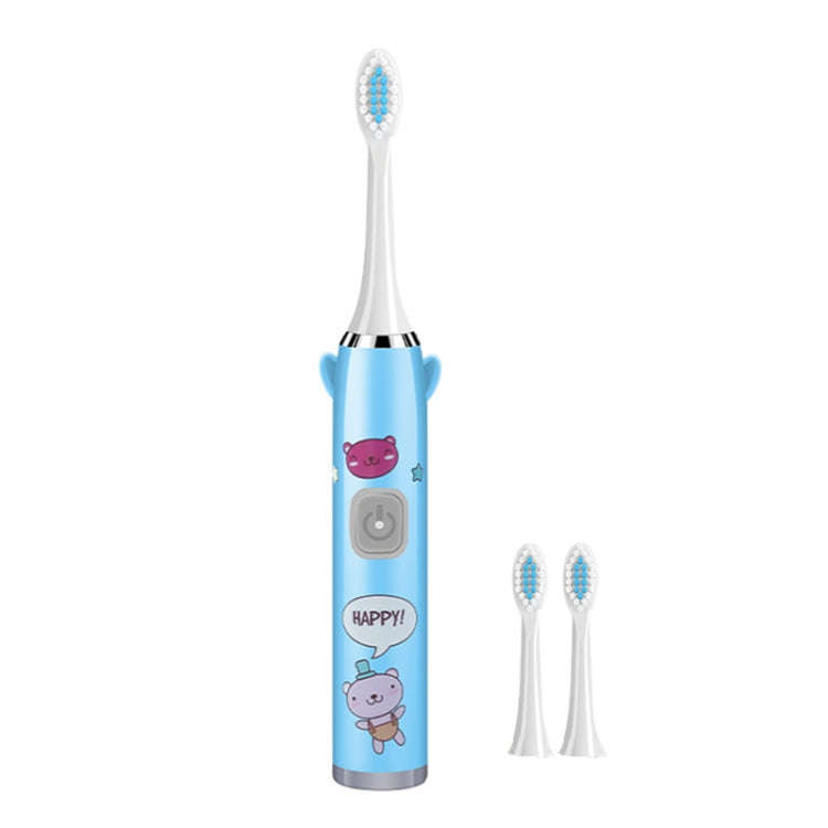 USB Charging Fully Automatic Ultrasonic Cartoon Children Electric Toothbrush, Color: Blue with 3 ...