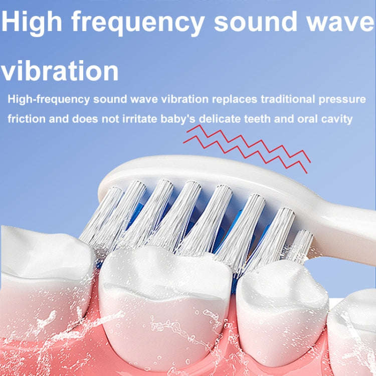 USB Charging Fully Automatic Ultrasonic Cartoon Children Electric Toothbrush, Color: White with 8...