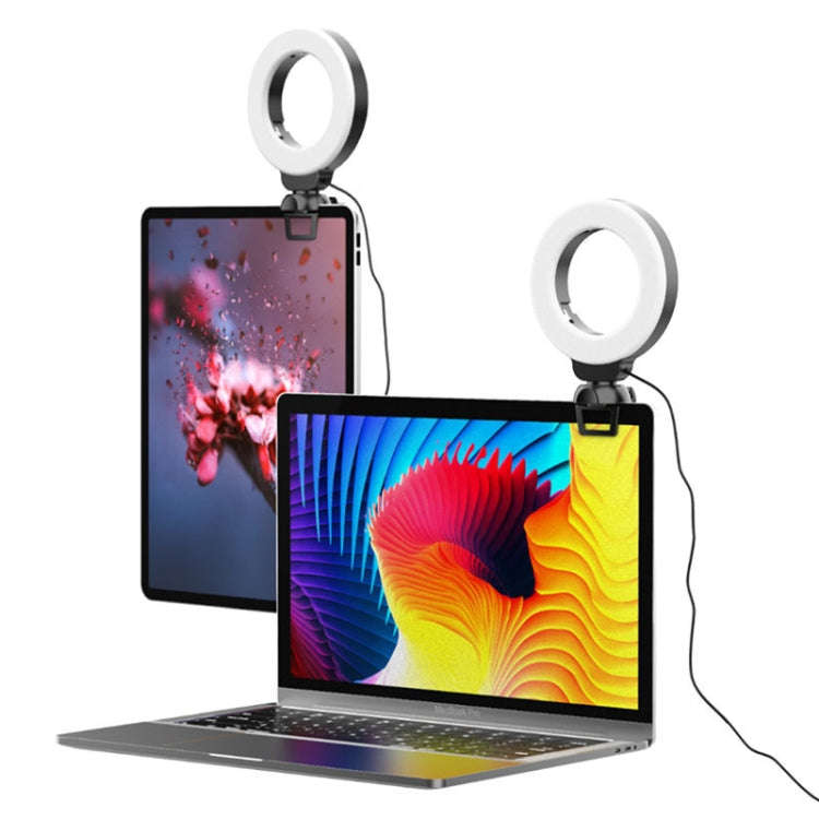 YRing48 4-Inch 48LEDs Laptop Camera Video Conference Live Beauty Ring Fill Light, Spec: Clip Set