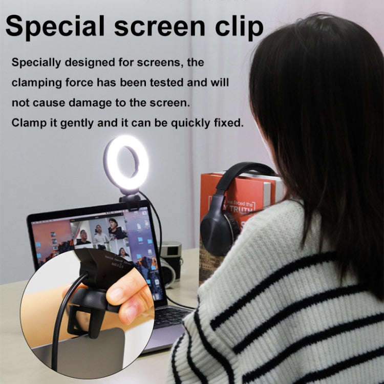 YRing48 4-Inch 48LEDs Laptop Camera Video Conference Live Beauty Ring Fill Light, Spec: Clip with...