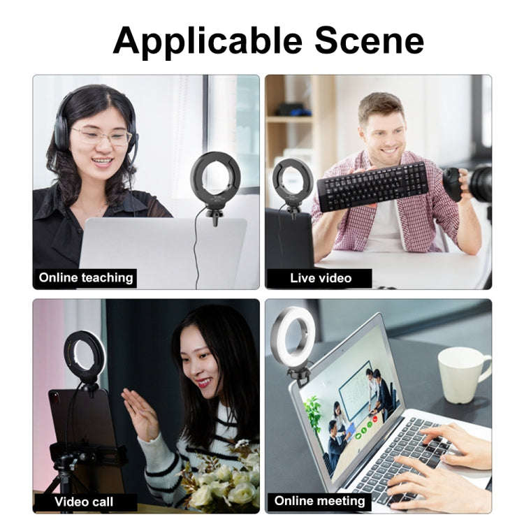 YRing48 4-Inch 48LEDs Laptop Camera Video Conference Live Beauty Ring Fill Light, Spec: Clip Set