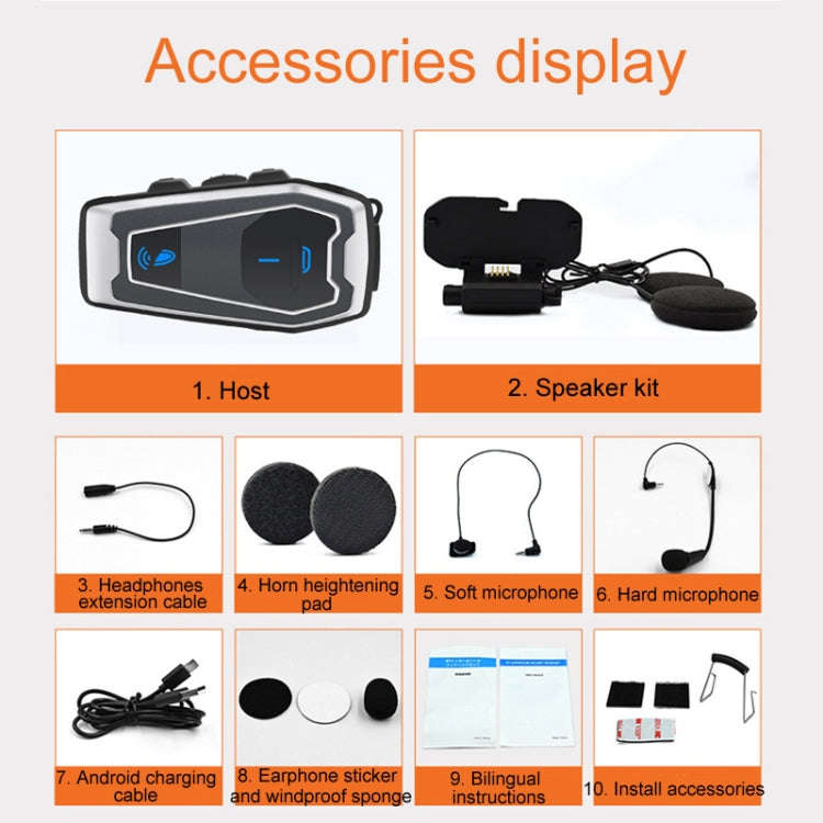Motorcycle Helmet Bluetooth 5.0 Stereo Music Cycling Headphones(V10)