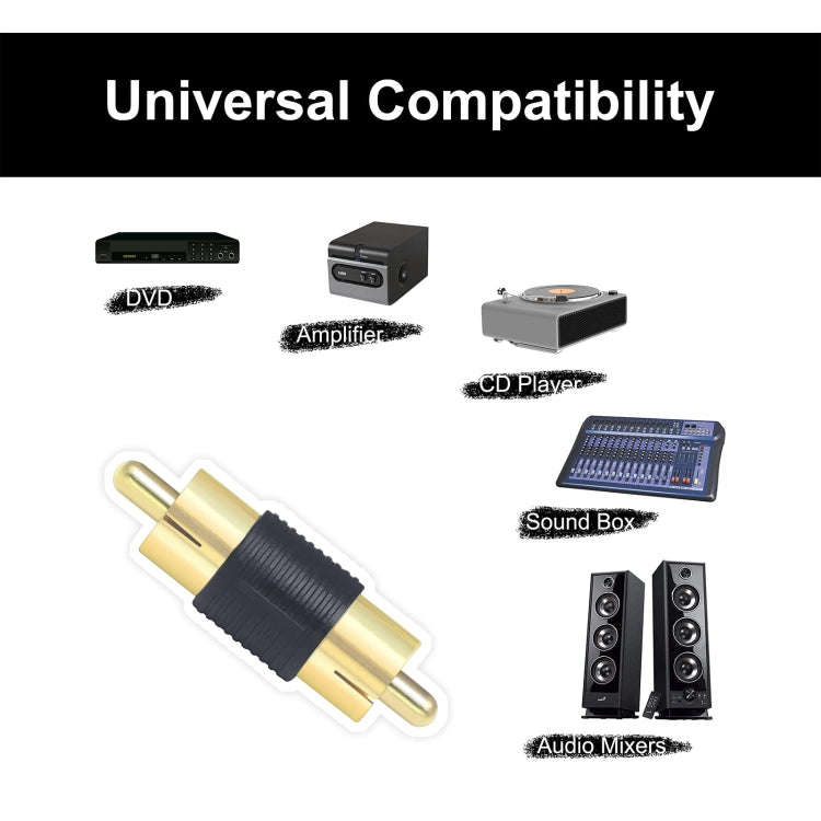 10pcs Gold-plated RCA Lotus Male to-Male  AV Audio Adapter(Red)