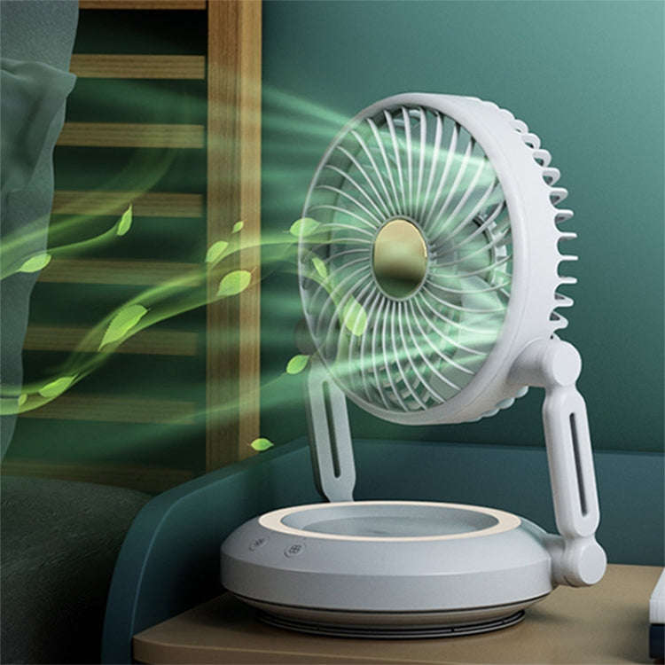 Rotatable LED Night Light Desktop Folding Fan Portable Silent Wall Fan, Size: Plug-in Model(Green)