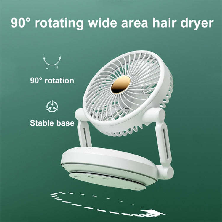 Rotatable LED Night Light Desktop Folding Fan Portable Silent Wall Fan, Size: Plug-in Model(Green)