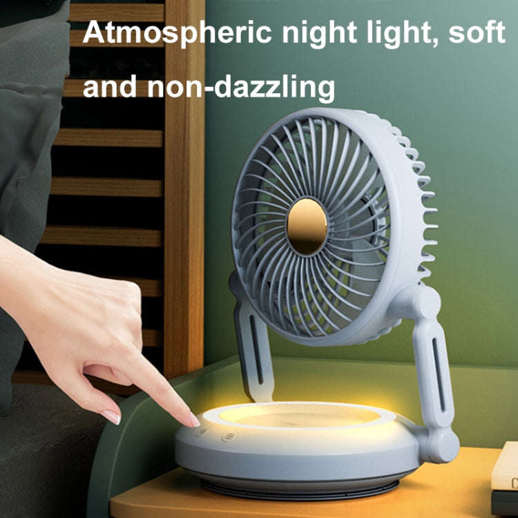 Rotatable LED Night Light Desktop Folding Fan Portable Silent Wall Fan, Size: Plug-in Model(Green)