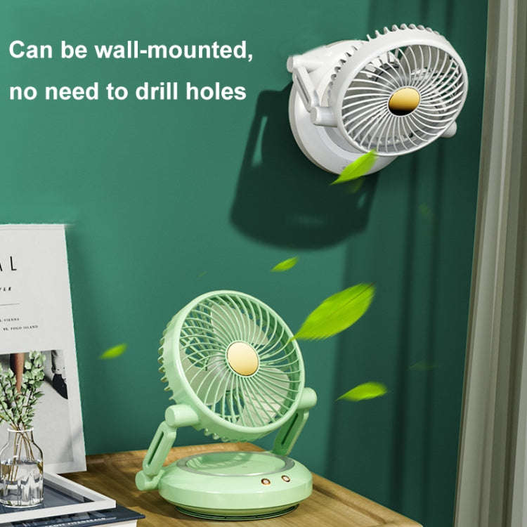 Rotatable LED Night Light Desktop Folding Fan Portable Silent Wall Fan, Size: Plug-in Model(Green)