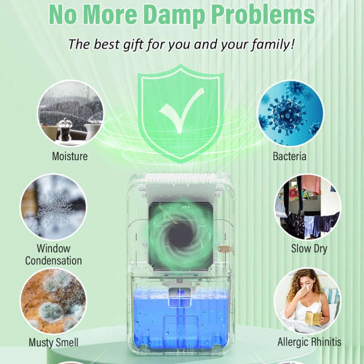 1500ml Semiconductor Dehumidifier with Automatic Defrost Function, Timer, Sleep Mode EU Plug