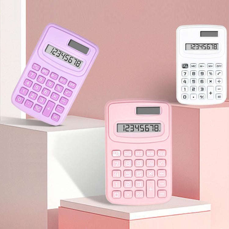 Small Solid Color Calculator Dormitory Student Office Exam Tool(Pink)