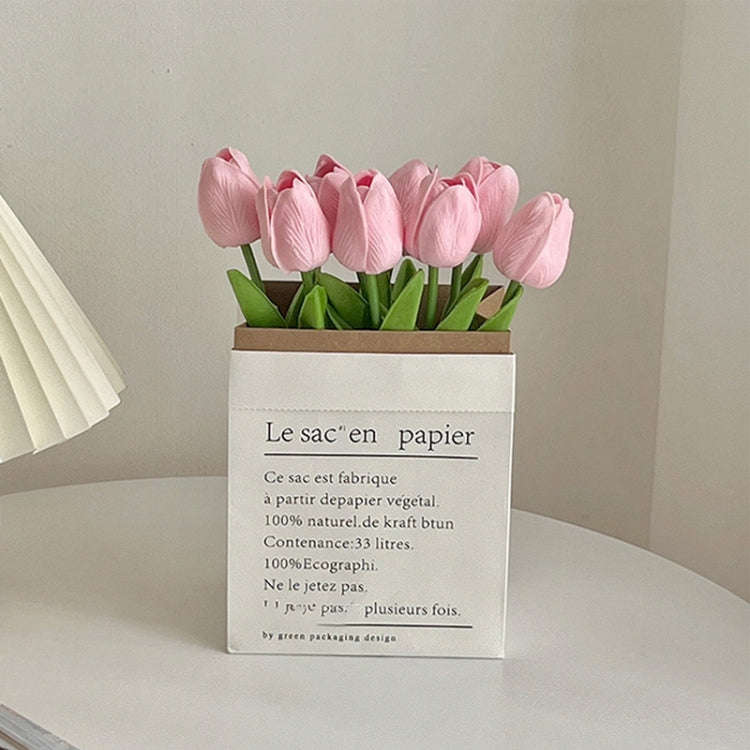 10 In 1 Tulip Bouquet With Paper Bag Home Decoration Simulation Flowers Paper Bag Floral Set Arra...
