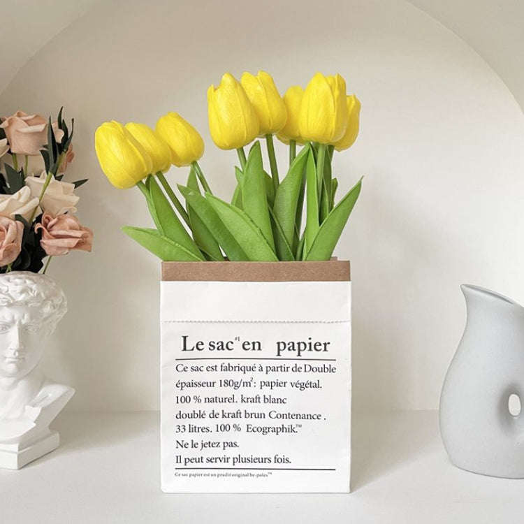 10 In 1 Tulip Bouquet With Paper Bag Home Decoration Simulation Flowers Paper Bag Floral Set Arra...