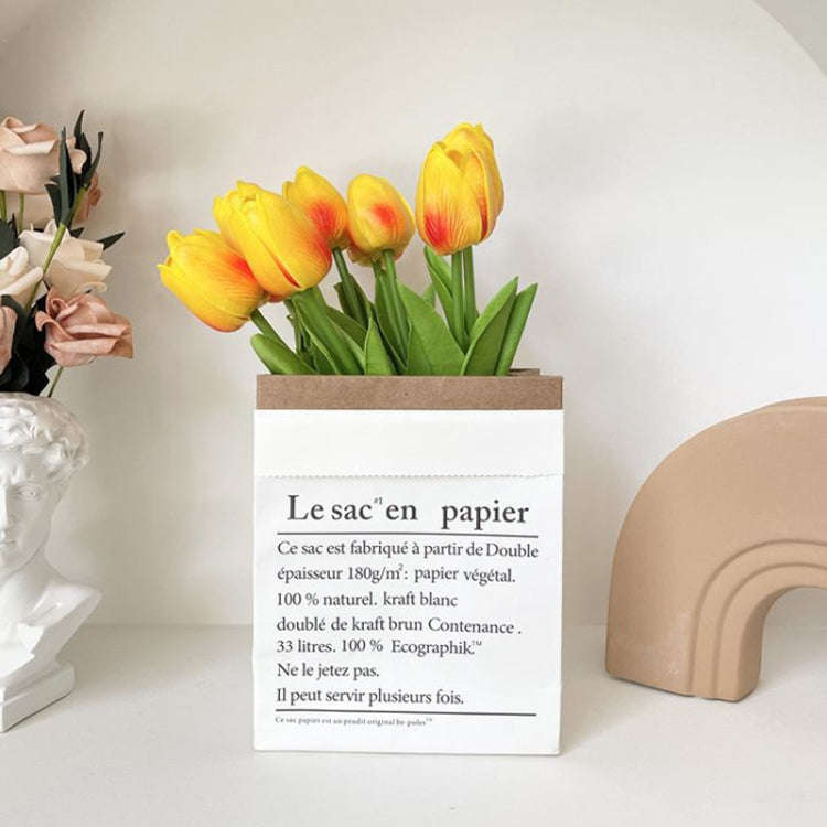 10 In 1 Tulip Bouquet With Paper Bag Home Decoration Simulation Flowers Paper Bag Floral Set Arra...