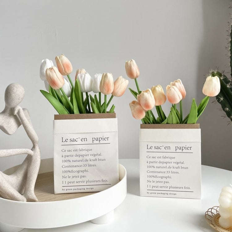 10 In 1 Tulip Bouquet With Paper Bag Home Decoration Simulation Flowers Paper Bag Floral Set Arra...