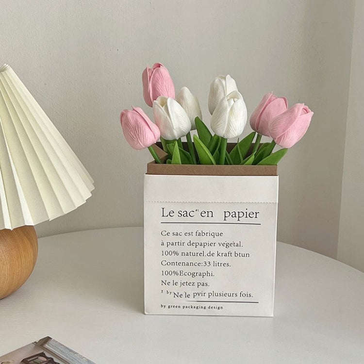 10 In 1 Tulip Bouquet With Paper Bag Home Decoration Simulation Flowers Paper Bag Floral Set Arra...
