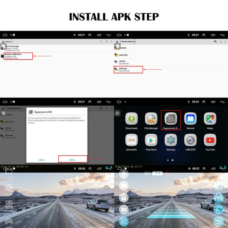 720P High Definition Android Navigation Car Recorder USB Connection ADAS Driving Alert System Log...