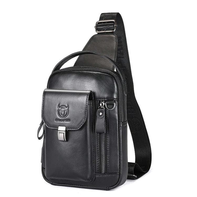 BULL CAPTAIN 122 Large-capacity Retro Cowhide Single-shoulder Crossbody Chest Bag with USB Port(B...