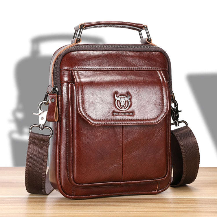 BULL CAPTAIN 049 Large-capacity First-layer Cowhide Retro Single-shoulder Crossbody Bag(Coffee)