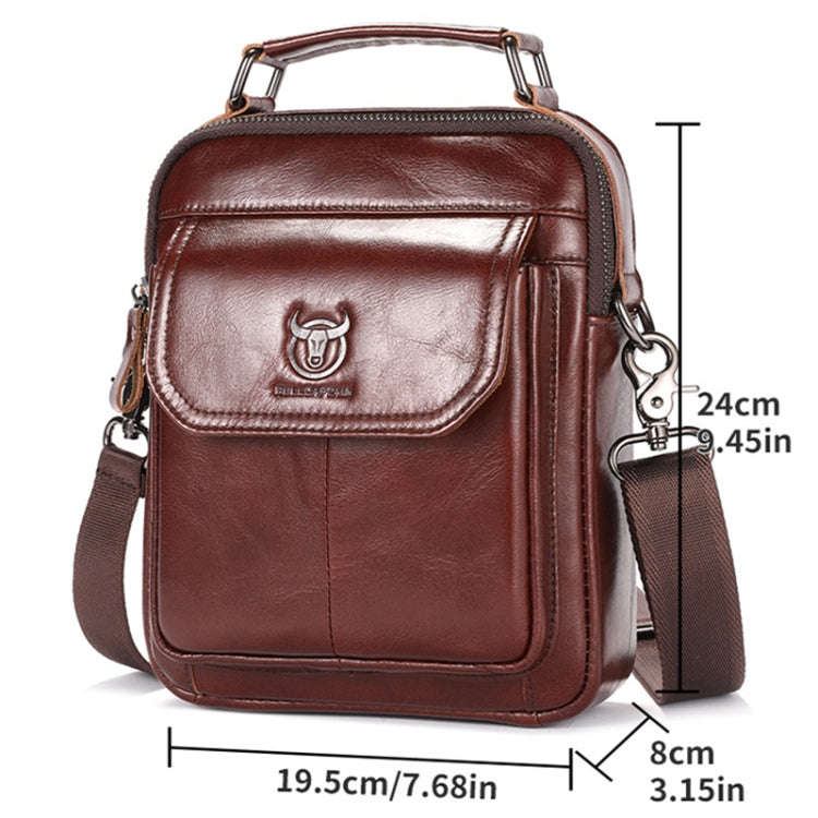 BULL CAPTAIN 049 Large-capacity First-layer Cowhide Retro Single-shoulder Crossbody Bag(Black)