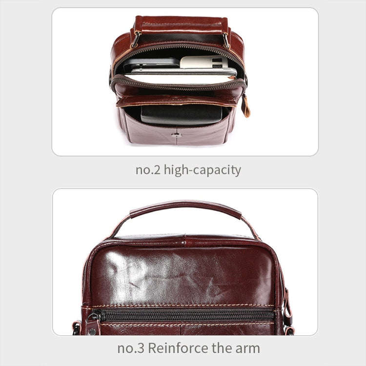 BULL CAPTAIN 049 Large-capacity First-layer Cowhide Retro Single-shoulder Crossbody Bag(Coffee)