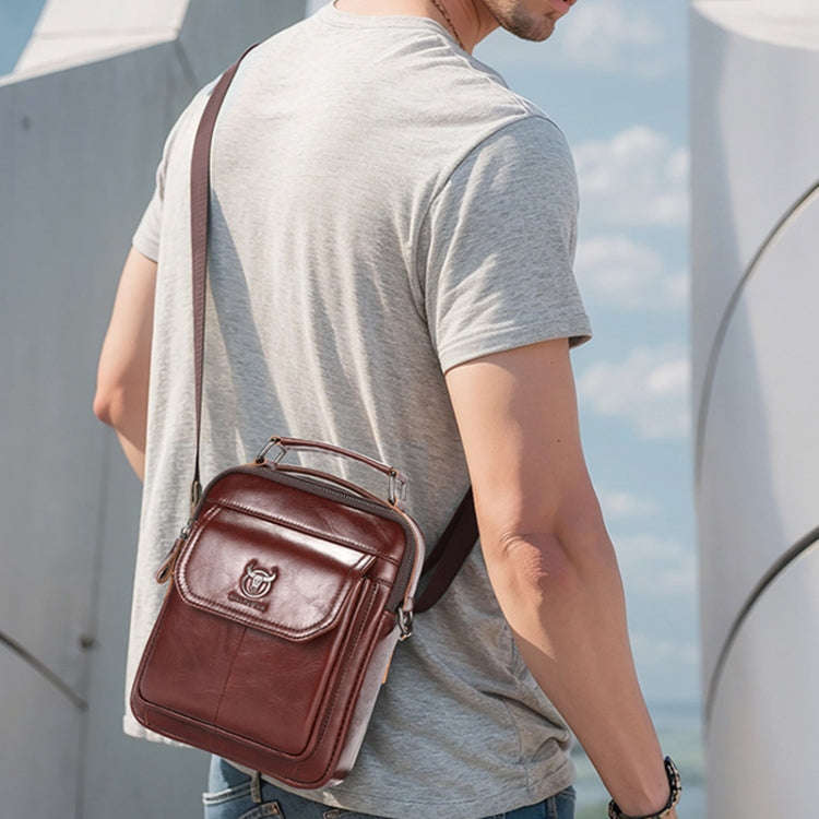 BULL CAPTAIN 049 Large-capacity First-layer Cowhide Retro Single-shoulder Crossbody Bag(Coffee)
