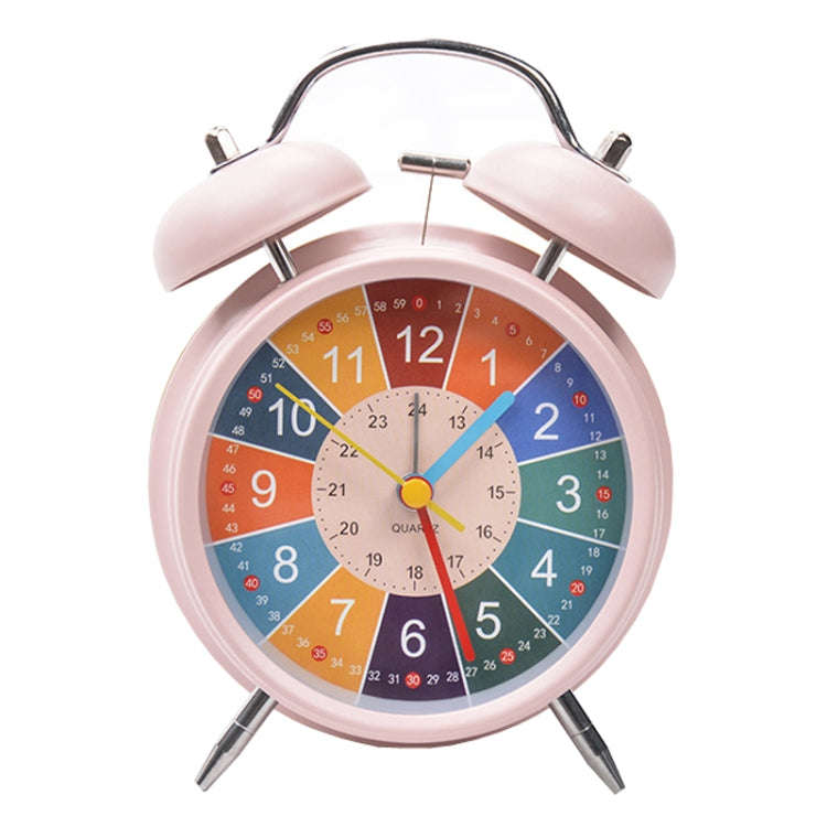 4 inch Early Learning Dual Ring Round Alarm Clock Student Bedside Metal Alarm Bell(Pink)
