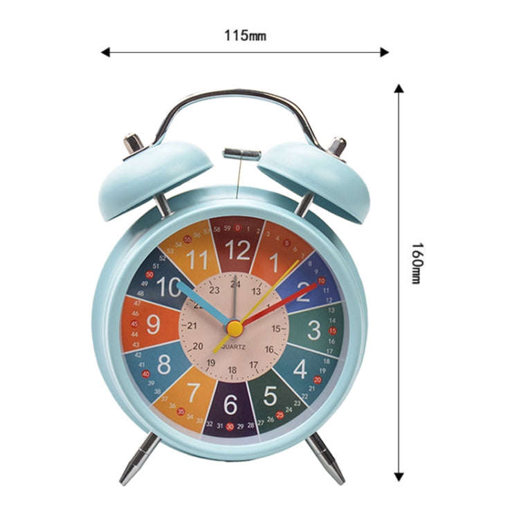 4 inch Early Learning Dual Ring Round Alarm Clock Student Bedside Metal Alarm Bell(Blue)