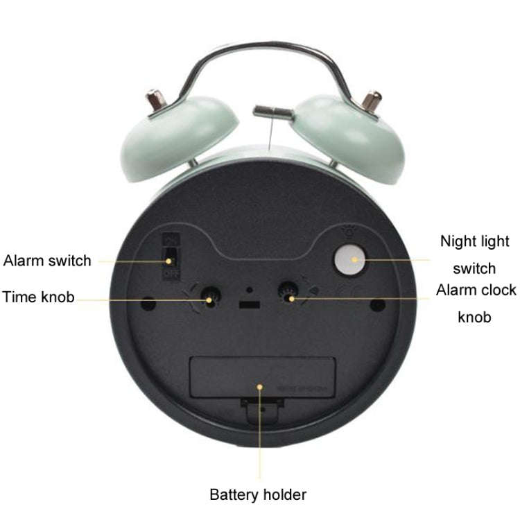 4 inch Early Learning Dual Ring Round Alarm Clock Student Bedside Metal Alarm Bell(Blue)