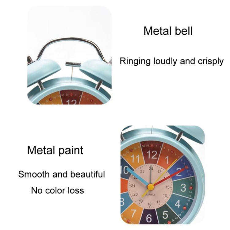 4 inch Early Learning Dual Ring Round Alarm Clock Student Bedside Metal Alarm Bell(Blue)