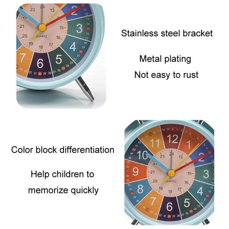 4 inch Early Learning Dual Ring Round Alarm Clock Student Bedside Metal Alarm Bell(Blue)