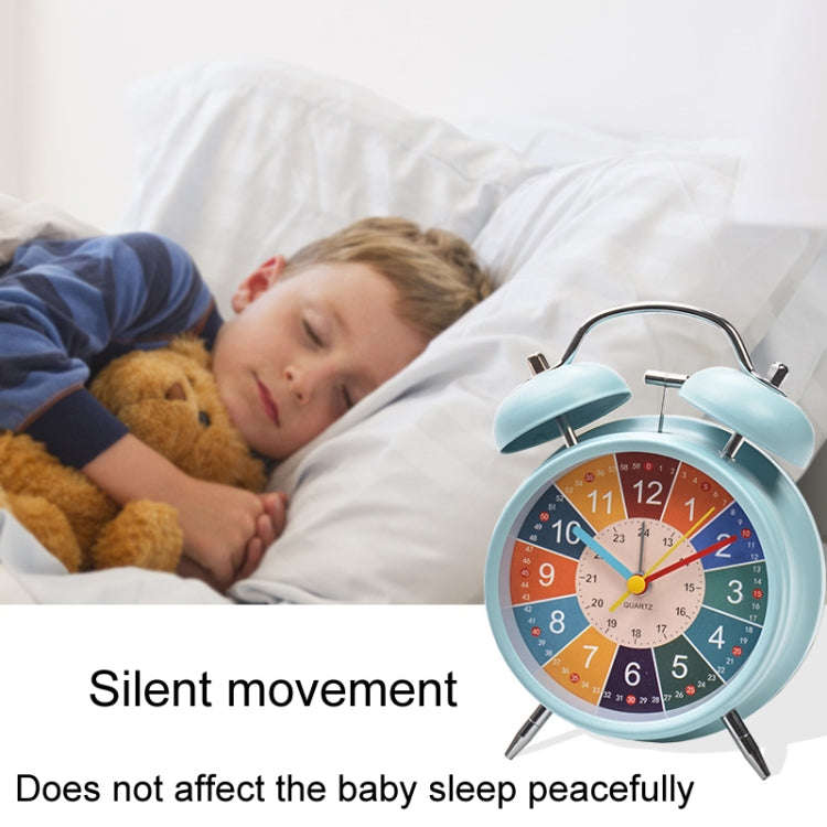 4 inch Early Learning Dual Ring Round Alarm Clock Student Bedside Metal Alarm Bell(Blue)