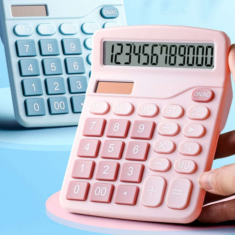 12-Digit Large Screen Solar Dual Power Calculator Student Exam Accounting Office Supplies(Pink)