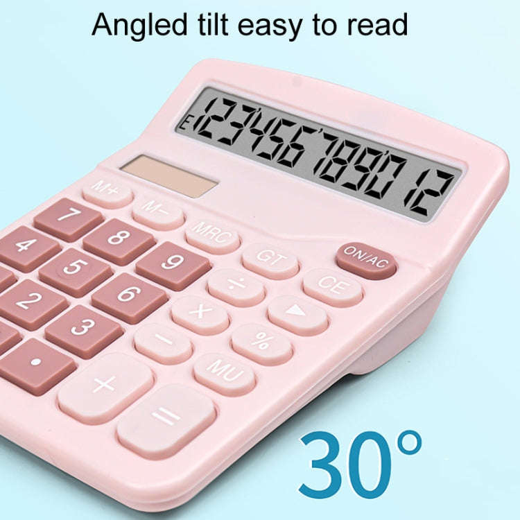 12-Digit Large Screen Solar Dual Power Calculator Student Exam Accounting Office Supplies(Pink)