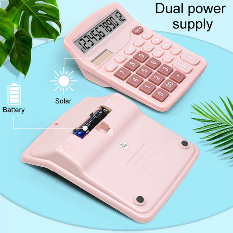 12-Digit Large Screen Solar Dual Power Calculator Student Exam Accounting Office Supplies(Pink)