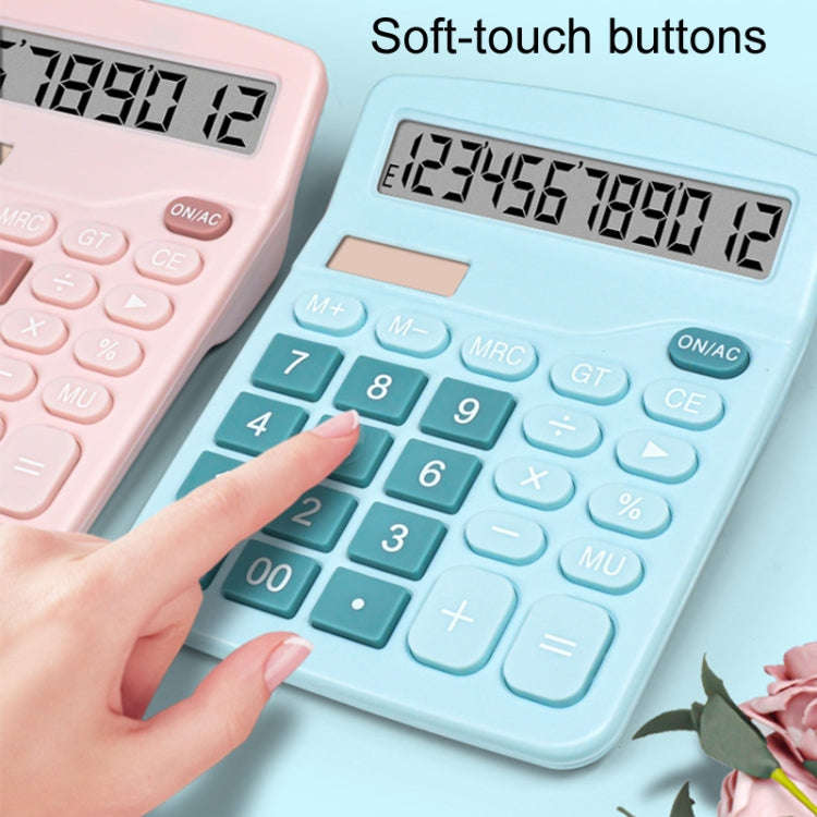 12-Digit Large Screen Solar Dual Power Calculator Student Exam Accounting Office Supplies(Black)