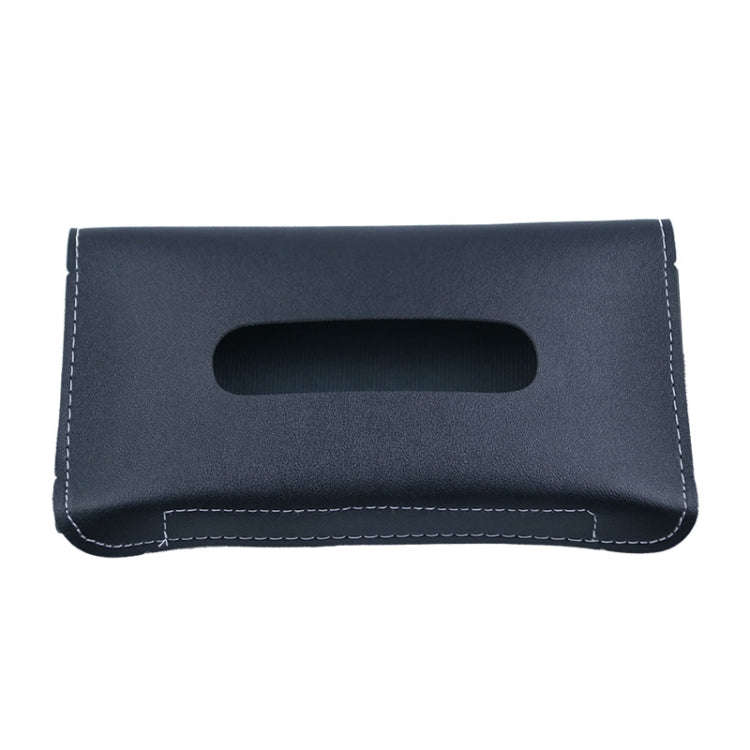 Car Armrest Box Sun Visor Hanging Leather Tissue Box(Black)